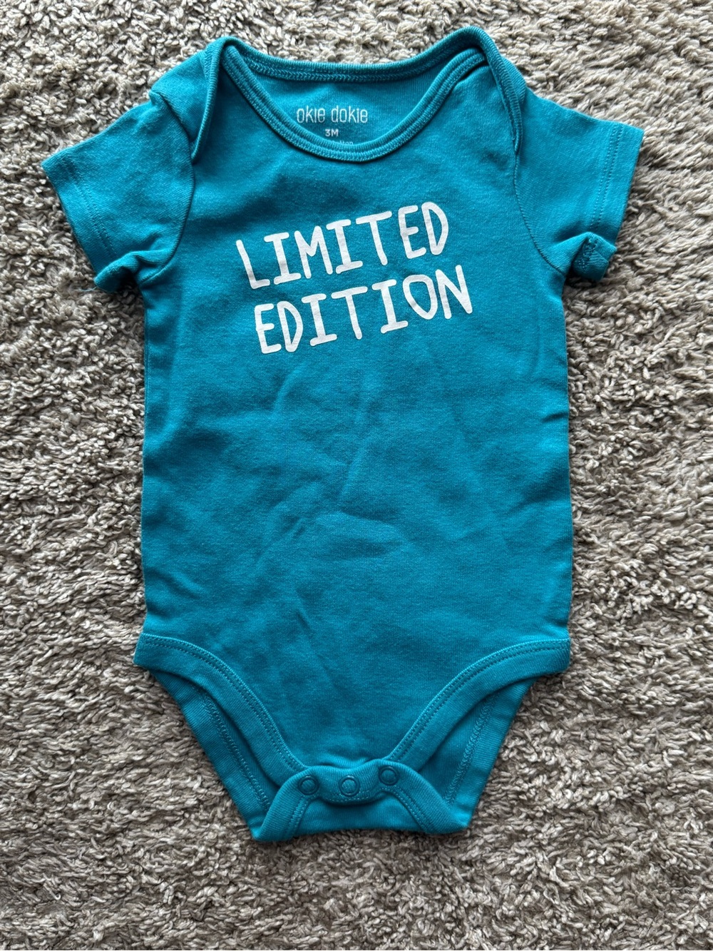 Okie Dokie Limited Edition Teal Short Sleeve Bodysuit Baby 3 Months